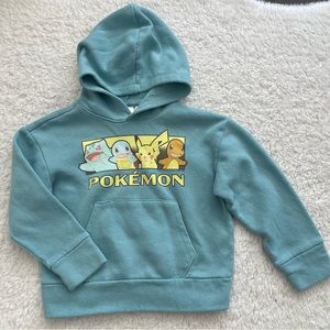 Old Navy Licensed Graphic Pokemon Hooded Sweater, kid's small, turquoise, EUC